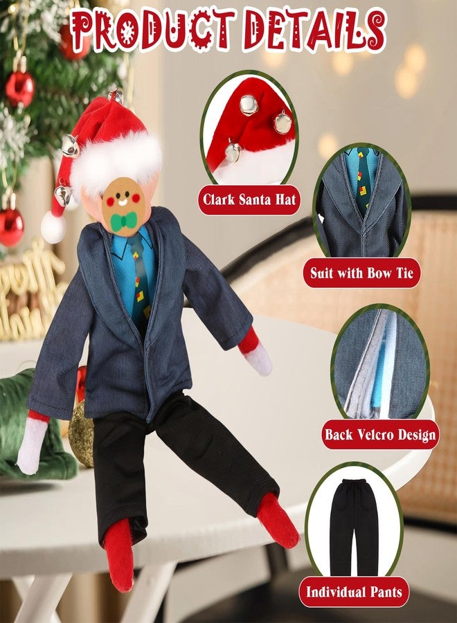 GKLTVB 3Pcs Christmas Vacation Clark Elf Accessories for Elf Doll Clothes Includes Clark-Inspired Top with Christmas tie | Santa Hat | Pants, Holiday Elf Clothes Outfit for Christmas Vacation Decorations - Image 2